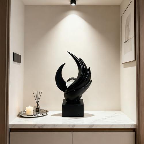 AWNR Gold Abstract Sculpture House Decor Aesthetic - Home Décor Accents for Nightstand, Shelves, Dining Room, Entryway Table, Office, Desk Accessories (Black B) - color: Black B