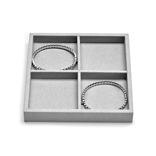 Oirlv Microfiber 4 Grids Stackable Jewelry Display Tray - style: P13514