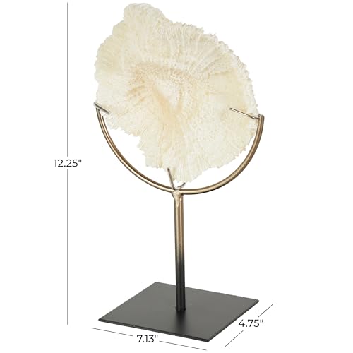 Deco 79 Polystone Coral Decorative Sculpture Textured Home Decor Statue with Bronze Stand, Accent Figurine 7" x 5" x 12", Light Blue - color: Light Blue, size: 7" x 5" x 12"