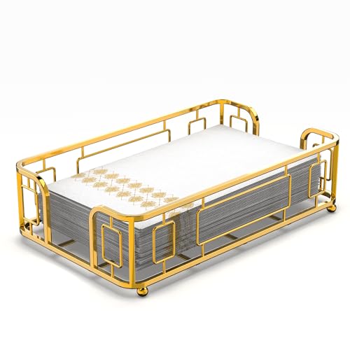 Guest Towel Holder Tray for Bathroom – Gold Napkin Holder for Disposable Paper Hand Towels, Vanity Countertop Hand Towel Organizer, Modern Bathroom Accessory for Guest Napkins - color: I - Matt Gold Guest Towel Holder Tray, size: Guest Towel Holder