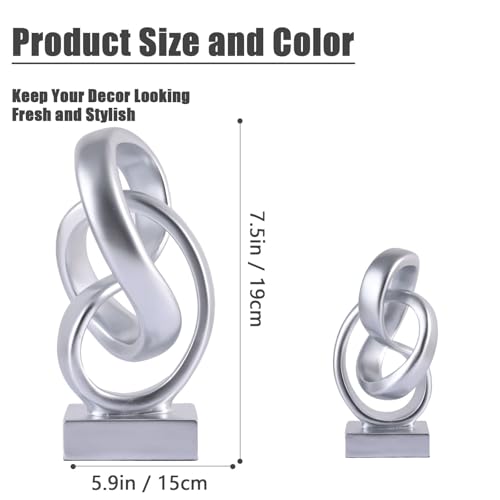 Silver Knot Decor for Coffee Table Book,Abstract Art Mid Century Modern Decor for Bookshelf Entryway TV Stand,Minimalist Knot Sculpture for Home Living Room,Centerpiece Table Decorations (Silver) - color: Silver