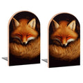 Red Fox Sleeping Book Ends Decorative Wood Bookends for Shelves Kids Room Desk Home Office Book Stoppers for Magazines,Books, DVDs, 1 Pair/2 Pieces(5x3.1 in)