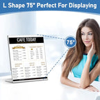 Acrylic Sign Holder 8.5x11 Inches, 10 Pack Clear Plastic Table Flyer Display Stand, L-Shape Vertical Menu Paper Holder Stand, Clear Picture Photo Flyer Display Stand for Restaurants, Store Fair,Office - size: 10 Pack-L Shape-8.5X11