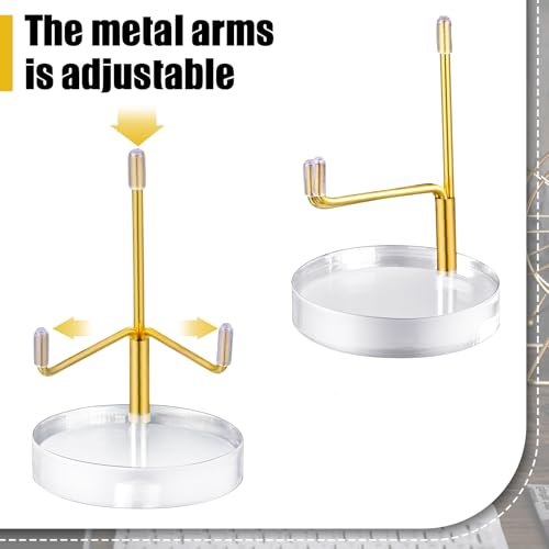 Suzile 4 Pcs Adjustable Metal Arm Display Stand Easel with Acrylic Base Rock Display Easel Holder Acrylic Crystal Clear Plate Stand for Geodes Mineral Agate(Gold,2 x 2 x 3.5 Inch) - color: Gold, size: 2 x 2 x 3.5 Inch