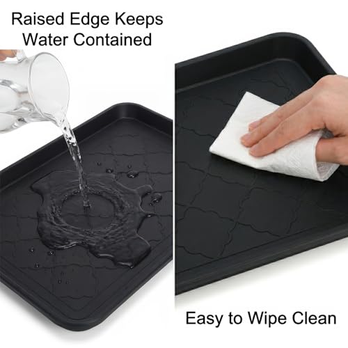 Kingrol 4-Pack Shoe Tray for Entryway Indoor, Small Boot Tray 16.5", Multi-Purpose Waterproof Mat for Shoes, Pet Bowls, Plants & Cleaning Supplies, Floor Protection Tray