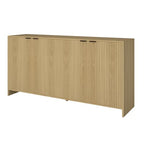 BVIUNTWO Fluted TV Stand for TVs up to 70", Modern TV Console with Storage Cabinet, Entertainment Center with Adjustable Shelves & 4 Doors for Living Room, Natural Oak