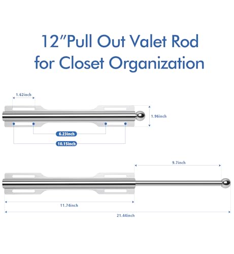 12" Valet Rod for Closet Pull Out (2 Pack, Chrome) - color: Chrome, size: 2 Pack