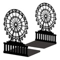Peacoblue Metal Bookends for Shelves, Modern Decorative Heavy Duty Study Book Ends Stoppers for Office, Desk, Shelf, Room 5.3"x4.3"x7.9" Cast Iron Simple Tall Bookends 1 Pair (Ferris Wheel) - style: Ferris Wheel