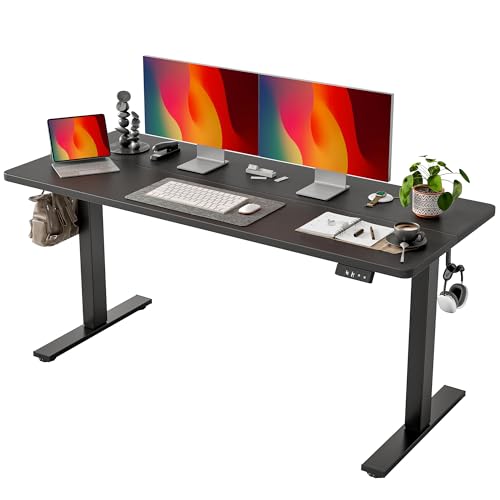 TIQLAB Standing Desk 63 x 24 inch, Electric Height Adjustable with Splice Board, Sit Stand Desk, for Home Office, Black - color: Black, size: 63*24 inch