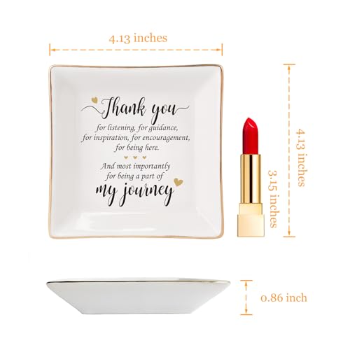 HOME SMILE Mother's Day Thank You Gifts for Women Friends Teacher Coworkers,Friends Ceramic Ring Jewelry Dish Tray Plate for Birthday Graduation Farewell -Thank You Being A Part of My Journey - style: Be Part of my Journey