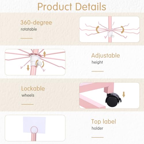 Ripeng 2 Pcs 5-tier Rotating Retail Display Stand Display Rack for Earring Keychains Jewelry Vendor Events and Stores Movable Adjustable Shop Spinner Pink Ornament Holder - color: Pink, size: 5 Tier