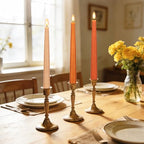 Flameless Taper Candles with Remote, 9.6" Battery Operated Flickering LED Candlesticks, Real Wax Warm Earth Tone Taper Candles for Wedding Centerpieces, Dinner Table, Mantel, Window, 3 Pack - color: Gradient Orange