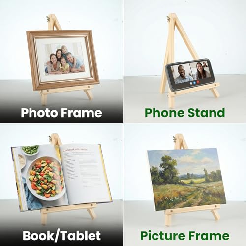 8 Pack 11.8In Tabletop Easel, Wooden Easels for Paiting Adjustable Foldable for Kids, Students, Beginners