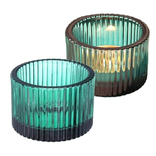 2 Pcs Tealight Candle Holder,Votive Candle Holders Glass Candle Holders Tea Lights Candle Holder for Table Centerpiece Decor Party&Home,Wedding Deco (Blue) - color: Blue