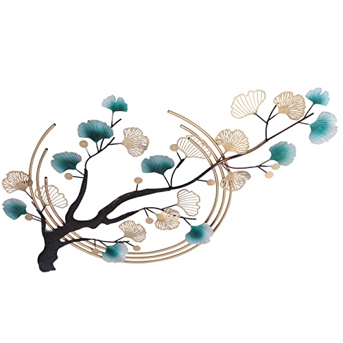 TdiriNar Metal Wall Art Decor For Living Room, 3D Ginkgo Tree Leaf Metal Wall Art Wall-Mounted Sculpture, Modern Luxury Hanging Nature Art Decor for Living Room Bedroom Kitchen Decoration Gifts