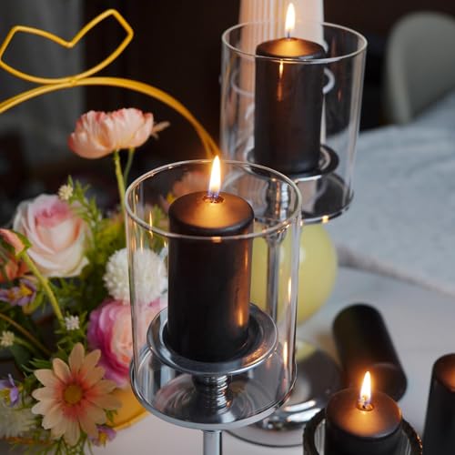 YOROXRG 2"x4" High Black Pillar Candles, Set of 20 Unscented. Bulk Buy. Ideal for Halloween, Wedding, Emergency Lanterns, Household, Wedding and Home Décor Candlesticks - color: Black-2"x4" 20
