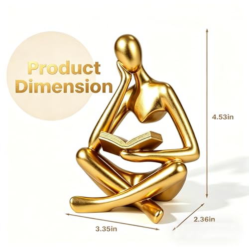 Bookshelf Decor, Coffee Table Decor, Library Decor Sculptures - Abstract Thinker Statue, Resin Modern Art Sculptures for Living Room, Office Desk, Home Decor (Gold(A)) - color: Gold(a)