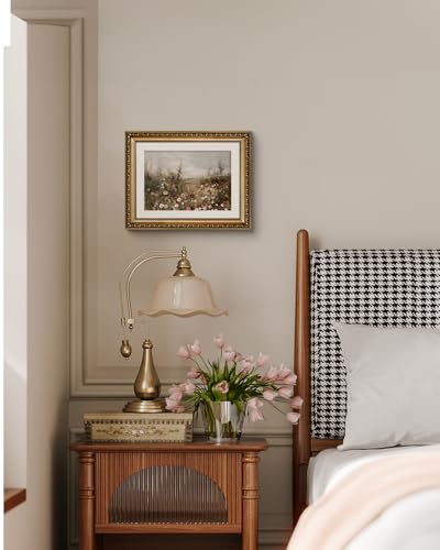 InSimSea Retro Gold Framed Wall Art, Vintage Classical Wildflower Field Meadow Flowers Canvas Print Home Wall Decor, Landscape Farmhouse Decor, Antique Picture Frame Retro Paintings, 11x14 Inch - color: Blooming Meadow, size: 14"L x 11"W