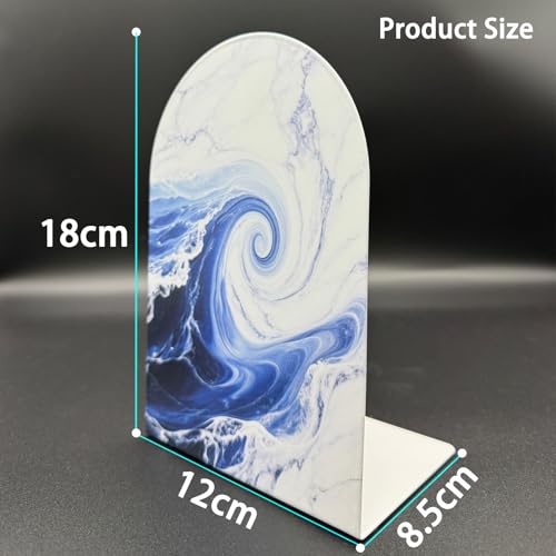 MerryNine Metal Book Ends, Bookends for Shelves, Book Holder for Heavy Books, Book End for Kids Books, Decoration Bookend for Home Office (2, Marble)