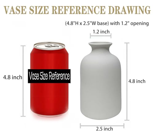 Ceramic White Small Vase, Dry Flower Vases Minimalism Style for Modern Table Shelf Home Decor, Fit for Fireplace Bedroom Kitchen Living Room Centerpieces Office Desk Gift (White, Small) - color: White, size: Small