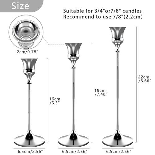 Candlestick Holders Silver, 9 Packs Taper Candle Holder for Candlesticks, Candle Sticks Holder Decor for Home Decor - color: Silver