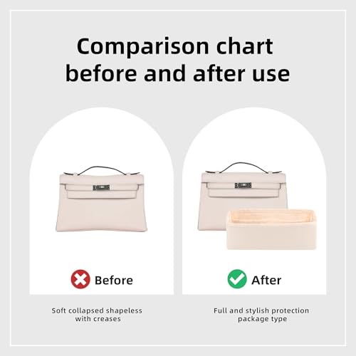 DGAZ Bag Organizer Insert, Silk Purse Organizer, Luxury Handbag & Tote, Fits Mini Kelly Bags (Craie, MiniKelly1) - color: Craie, size: miniKelly1