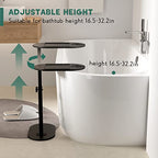 Yumkfoi Bamboo Bathtub Tray Table with Adjustable Height, Freestanding Bathtub Caddy for Tub Against Wall, Tub Organizer Suitable for Luxury Spa and House Warming - Patent Protected (Black) - color: Black