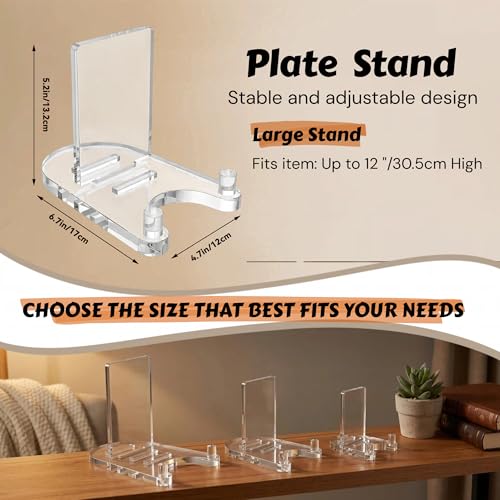2 Pack Acrylic Easel Display，Plate Stands for Display，Adjustable Clear Display Holder for 7" to 12" Platter, Book, Card, Frame, Picture, Artwork, Plaque - size: Large - 2pack（7“-12”）