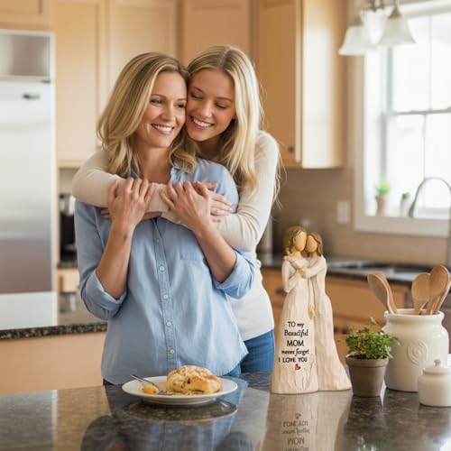 NAN ZAI NAN FANG Mother Daughter Figurine Gifts for Mom from Daughter 5.5" Resin Sculpted Hand-Painted Figure Birthday Mothers Day Thanksgiving for Moms Mother-in-Law - style: Mother and Daughter Embracing