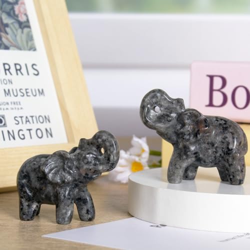 2 Inch Yooperlite Crystal Elephant Sculpture Handcrafted Healing Stone Animal Figurine Spiritual Home Decor Lucky Charm Gift for Wealth Success Positive Energy and Meditation Lovers - color: Flame Stone Elephant-02