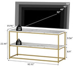 Function Home TV Stand for TVs up to 50 Inch, 2 Tier Entertainment Center, Modern TV Cabinet with Marble Top and Gold Metal Base, 42" Media Console Table with Storage for Living Room Bedroom - color: 42" Gold