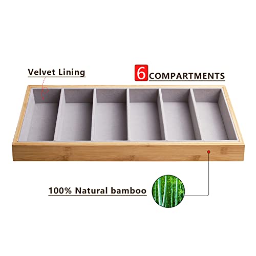 Natural bamboo Glasses Eyeglass Eyewear Sun glasses Sunglasses Box Storage Case Tray Display Showcase Organizer Box - color: Grey