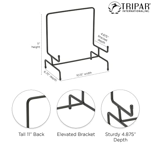TRIPAR 11 Inch Black Metal Display Stand Easel for Bowl and Platters, Cookbooks, Pictures, Deep Dishes - color: Black