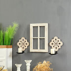 Openwork Carving Candle Sconces Set of 2 - Farmhouse Rustic Wall Decor, Wooden Sunflower Candle Holder, Decorative Hanging Art for Living Room, Bedroom, Porch, Entrance