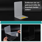Adwikoso Clear Acrylic Book Ends, 6 Pcs Bookends for Shelves, Non-Slip Book Holder Stand, Decorative Book Stoppers for Heavy Duty Books Office Desktop Organizer