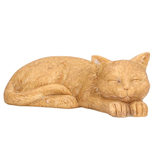 Hapivida Cat Garden Statue for Yard, Garden Memorial Stone Sleeping Cat Statue Decor Outdoor Resin Realistics Sculptures Decoration Gift - size: Yellow Cat