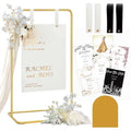 Wedding Sign Holder, Adjustable Welcome to Our Wedding Sign Stand W/Design Bundle & Leather Sign Hanging Straps, Heavy Duty Easel Stand for Sign, Wedding Seating Chart Stand, Easel for Display (Gold) - color: Gold