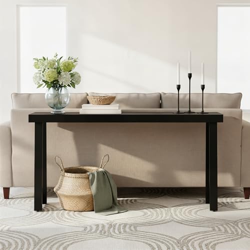 Plank+Beam Solid Wood Console Table, 66 Inch, Sofa Table, Narrow Entryway Table for Hallway, Behind The Couch, Living Room, Foyer, Easy Assembly, Black - color: Black, size: 66" Console Table