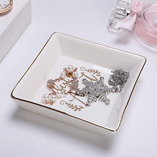 Aunt Gifts Best Aunt Ever Birthday Gift for Women Auntie from Niece and Nephew Mothers Day Christmas Jewelry Dish Ceramic Trinket Trays Ring Holder Bathroom Decor - color: Aunt