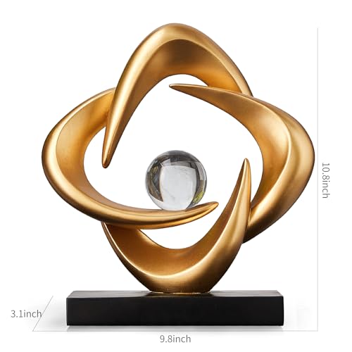Abstract Art Sculpture, Resin Gold Decorative Statue, Modern White Ornaments for Living Room, Decorativas Modernas for Coffee Table/Entryway/Office Collectibles (Gold) - color: Gold