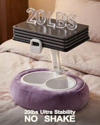 Miledi Tablet Pillow Stand, Compatible with 5"-12.9" Kindle, iPad, Phone/Tablet, 360° Rotating Phone Holder for Bed, Soft Plush Fabric, Detachable Bowl, Reading and Relaxation on Bed, Purple - color: Purple