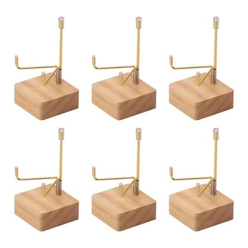 Rock Display Stand with Wooden Base, Adjustable Metal Arms Display Stands Crystal Display Stand Small Rock Collection Display Mineral Display Easel for Crystal Gemstones Geodes Fossils (Wooden Color) - color: Wooden Color