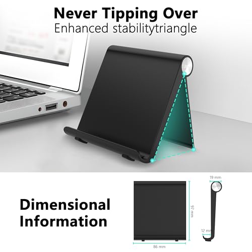 Cell Phone Foldable Stand for Desk, Portable Cell Phone Holder, Adjustable Tablet Dock, Office Desk Accessories for iPhone 17 16 15 14 13 Pro Max Air, Galaxy S25, S24, Black - color: Black