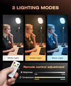 PQRQP Ring Light with Stand, Adjustable Desktop Light with Phone Holder, CRI 97+, Video Conference Light for Zoom Meetings, Webcam, Recording, Live Stream