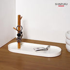 Shinpuru Key Tray & Key Bowl, Jewelry Tray with Wood 3-Tier Hanging Organizer - Multi-Functional Entryway Tray, Perfect for Key Bowl, Ring Holder, Jewelry Dish Organize (White Oval) - color: White Oval