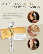 Forever Rose Hand-Dipped in 24K Gold, Opal-Inspired October Birthstone with Sparkles, Real Rose in Luxury Gold Gift Box & Clear Glass Bud Vase – Perfect Ready for October Birthday or Any Occasion - color: October Opal