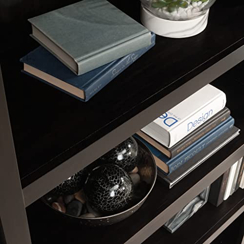 Sauder 5 Tier Book Shelf Wooden Bookcase Multipurpose Bookshelf for Home Office, Living Room, in Estate Black finish - color: Estate Black