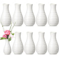 10 Pack Composite Plastic Flower Vases Bulk White Small Tall Conic Floral Vases for Centerpieces Unbreakable Bud Vase for Wedding Party Living Room Decor (Simple) - style: Simple