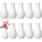 10 Pack Composite Plastic Flower Vases Bulk White Small Tall Conic Floral Vases for Centerpieces Unbreakable Bud Vase for Wedding Party Living Room Decor (Simple) - style: Simple