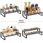 YINMIT Wooden Display Riser Stand, Tiered Perfume and Cologne Organizer Stand, 2 Tier Spice Rack Organizer, Rustic Display Shelf for Candles (2 Tier,2Pack,Grey) - color: 2 Tier,2Pack,Grey